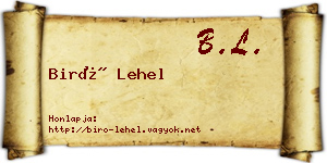Biró Lehel névjegykártya